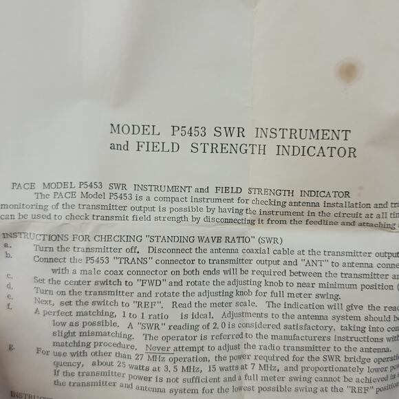 VINTAGE SWR Instrument and Field Strength Indicator Model P5453 - Picture 9 of 9
